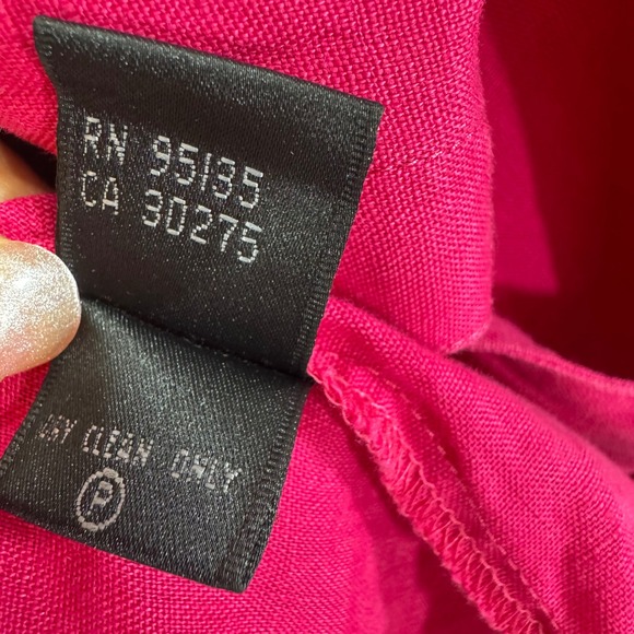 Lafayette 148 New York Linen Button‎ Up Shirt 3/4 Sleeve Pink Blouse Top - Picture 5 of 11